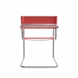 Saddle Leather Accent Chair Stainless Steel Arm Chair Dining Chair - Red