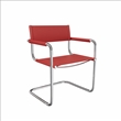 Saddle Leather Accent Chair Stainless Steel Arm Chair Dining Chair - Red