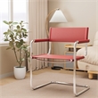 Saddle Leather Accent Chair Stainless Steel Arm Chair Dining Chair - Red