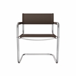 Saddle Leather Accent Chair Stainless Steel Arm Chair Dining Chair - Brown