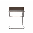 Saddle Leather Accent Chair Stainless Steel Arm Chair Dining Chair - Brown