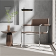 Saddle Leather Accent Chair Stainless Steel Arm Chair Dining Chair - Brown