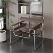 Saddle Leather Armchair Stainless Steel Frame Accent Chair - Brown