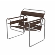 Saddle Leather Armchair Stainless Steel Frame Accent Chair - Brown