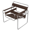 Saddle Leather Armchair Stainless Steel Frame Accent Chair - Brown