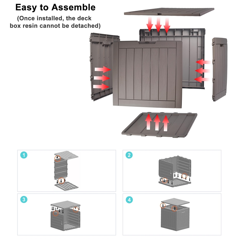 30-Gallon Weatherproof Outdoor Storage Box with Woodgrain Finish - Tan Resin