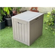 30-Gallon Weatherproof Outdoor Storage Box with Woodgrain Finish - Tan Resin