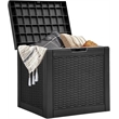 30-Gallon Weatherproof Outdoor Storage Box with Rattan Effect - Black Resin