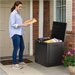 30-Gallon Weatherproof Outdoor Storage Box with Rattan Effect - Black Resin
