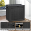 30-Gallon Weatherproof Outdoor Storage Box with Rattan Effect - Black Resin