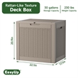 30-Gallon Weatherproof Outdoor Storage Box with Rattan Effect - Tan Resin