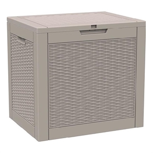 30-Gallon Weatherproof Outdoor Storage Box with Rattan Effect - Tan Resin