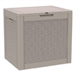 30-Gallon Weatherproof Outdoor Storage Box with Rattan Effect - Tan Resin
