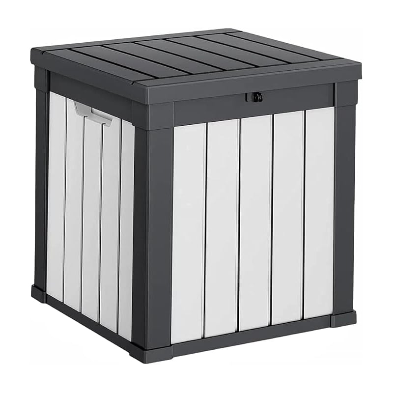 50-Gallon Weatherproof Outdoor Storage Box - Black and White Resin