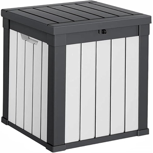 50-Gallon Weatherproof Outdoor Storage Box - Black and White Resin