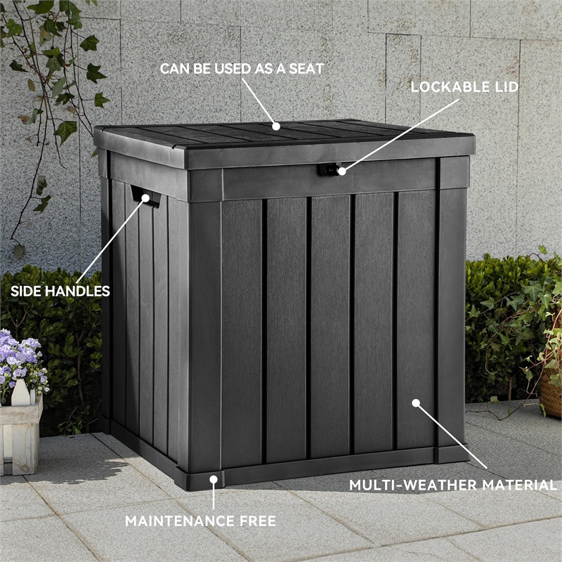 50-Gallon Weatherproof Outdoor Storage Box - Black Resin