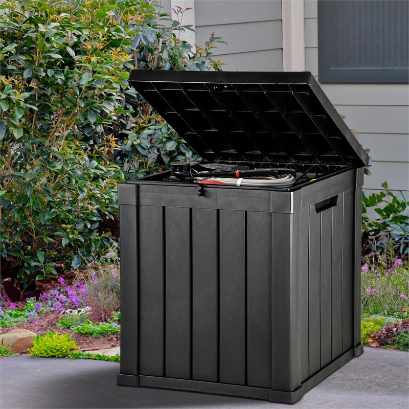 50-Gallon Weatherproof Outdoor Storage Box - Black Resin