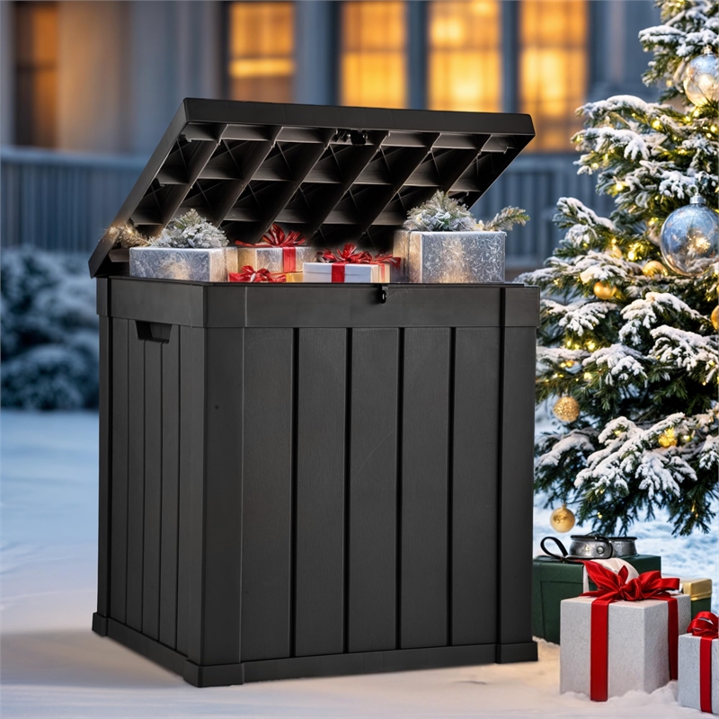 50-Gallon Weatherproof Outdoor Storage Box - Black Resin