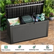 60-Gallon Weatherproof Outdoor Storage Box with Rattan Effect - Black Resin