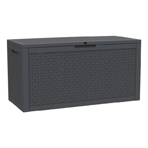 100-Gallon Weatherproof Resin Outdoor Storage Box with Petal Design - Black