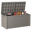 120-Gallon Weatherproof Outdoor Storage Box with Woodgrain Finish - light coffee