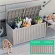 150-Gallon Weatherproof Outdoor Storage Box with Woodgrain Finish -light coffee