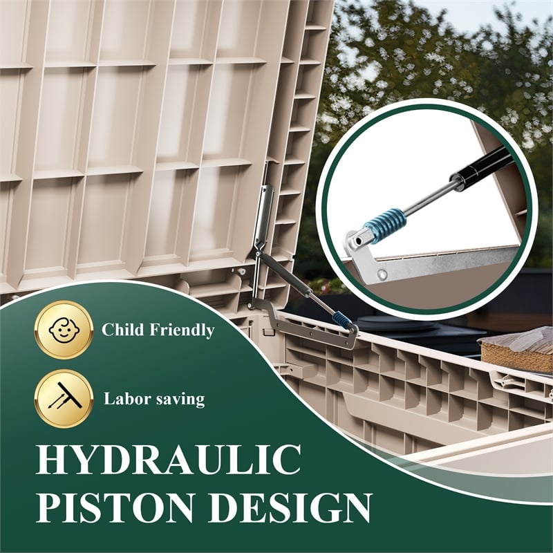 150-Gallon Weatherproof Outdoor Storage Box with Woodgrain Finish -light coffee