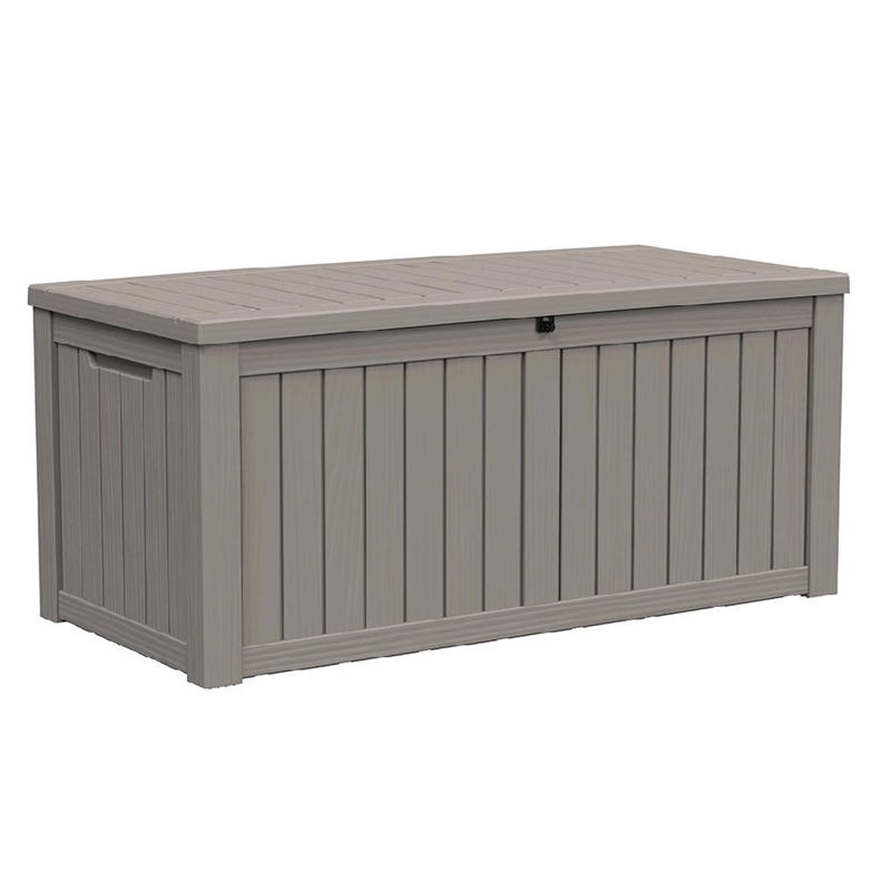 150-Gallon Weatherproof Outdoor Storage Box with Woodgrain Finish -light coffee