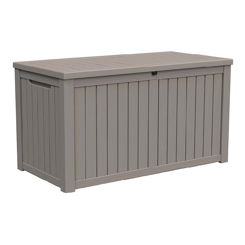180-Gallon Weatherproof Outdoor Storage Box with Woodgrain Finish -light coffee