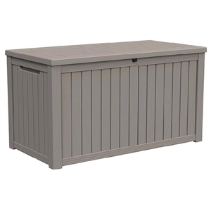 180-Gallon Weatherproof Outdoor Storage Box with Woodgrain Finish -light coffee