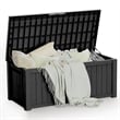 230-Gallon Weatherproof Outdoor Storage Box with Woodgrain Finish - Black Resin