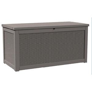 260-Gallon Outdoor Storage Box with Rattan Effect and Gas Spring-light coffee