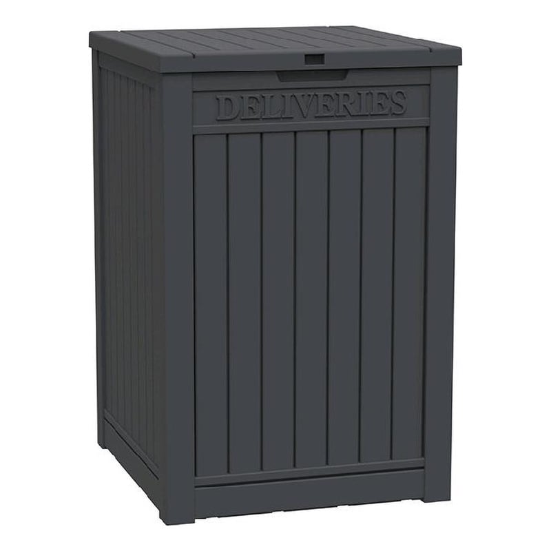 48-Gallon Lockable Resin Delivery Box with Bold Sign - Black