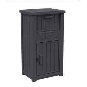 48-Gallon Lockable Resin Delivery Box with &quotParcels&quot Sign - Black