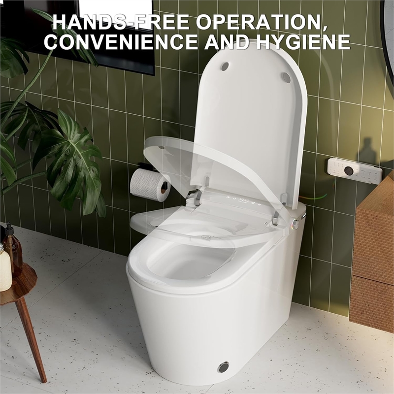 CRO Decor Modern White Smart Toilet with Stainless Steel Construction