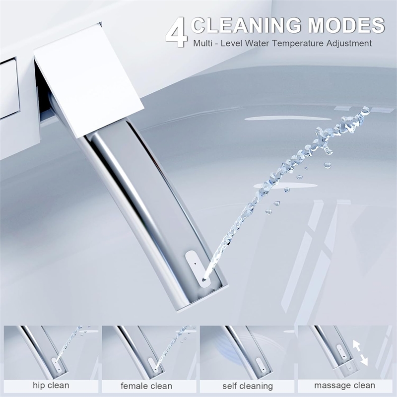 CRO Decor Modern White Smart Toilet with Stainless Steel Construction