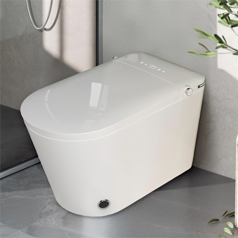 CRO Decor Modern White Smart Toilet with Stainless Steel Construction