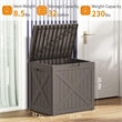 32-Gallon Weatherproof Outdoor Storage Box with Woodgrain Finish -light coffee