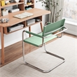 Saddle Leather Accent Chair Stainless Steel Arm Chair Dining Chair - Green