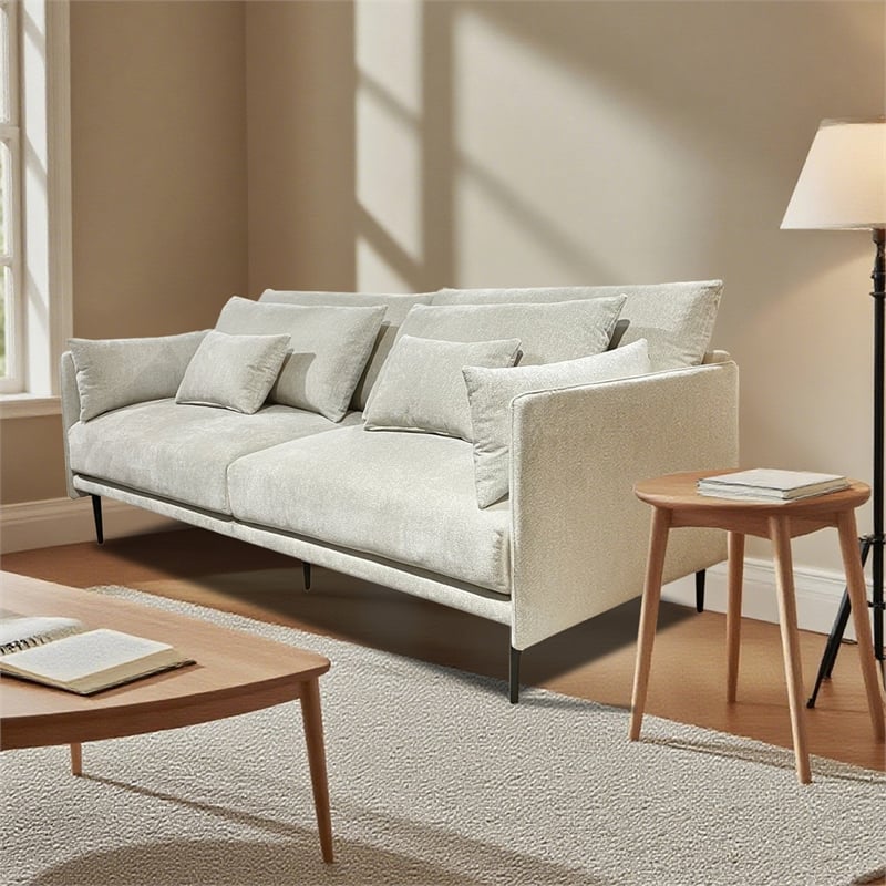 CRO Decor Modern Fabric Upholstered Assembly Living Room Sofa Set in Light Gray