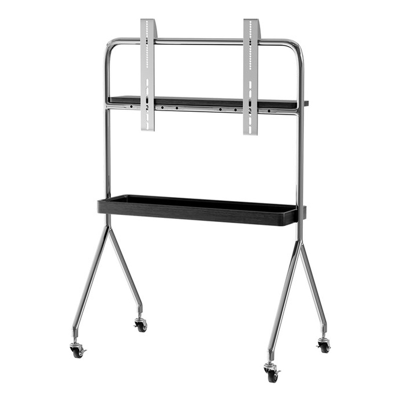 Mobile Multi-Functional Stainless Steel TV Stand with Rolling Casters - Black