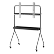 Mobile Multi-Functional Stainless Steel TV Stand with Rolling Casters - Black