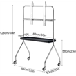 Mobile Multi-Functional Stainless Steel TV Stand with Rolling Casters - Black