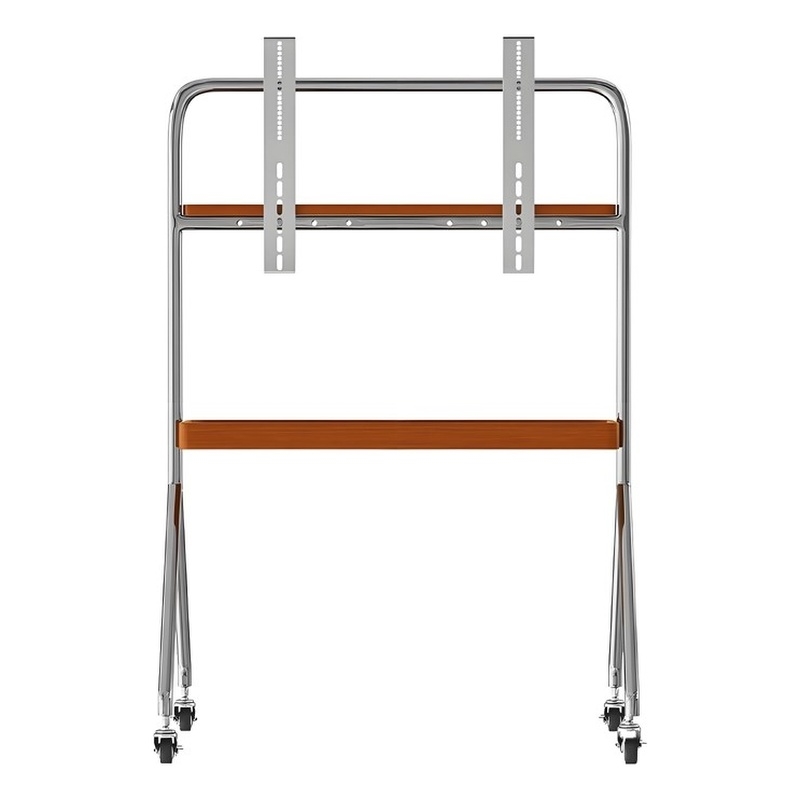 Mobile Multi-Functional Stainless Steel TV Stand with Rolling Casters - Amber