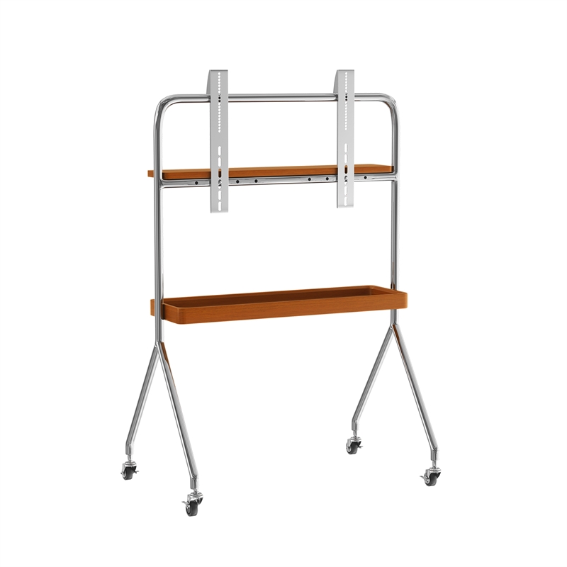 Mobile Multi-Functional Stainless Steel TV Stand with Rolling Casters - Amber