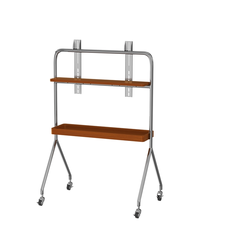 Mobile Multi-Functional Stainless Steel TV Stand with Rolling Casters - Amber