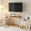 Mobile Multi-Functional Stainless Steel TV Stand with Rolling Casters - Amber