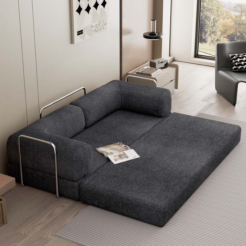 CRO DecorDark Grey Luxury Chenille Velvet Combination Floor Compressed Sofa
