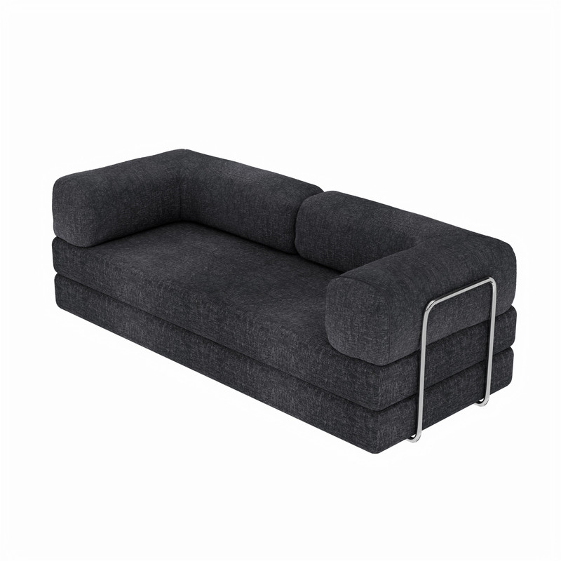 CRO DecorDark Grey Luxury Chenille Velvet Combination Floor Compressed Sofa