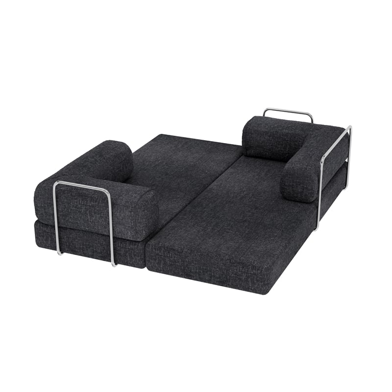 CRO DecorDark Grey Luxury Chenille Velvet Combination Floor Compressed Sofa